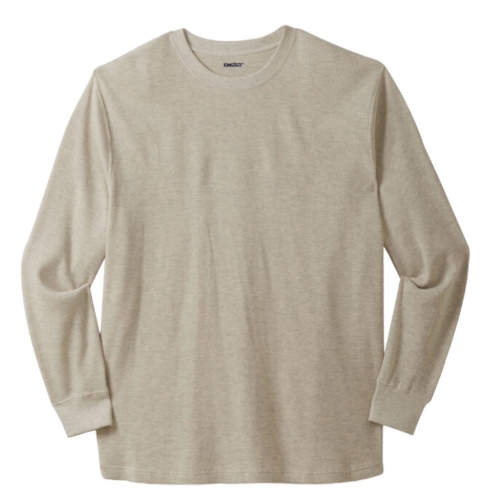 NIB KingSize Waffle-Knit Thermal Crewneck Tee in Heather Oatmeal Size 4X Big